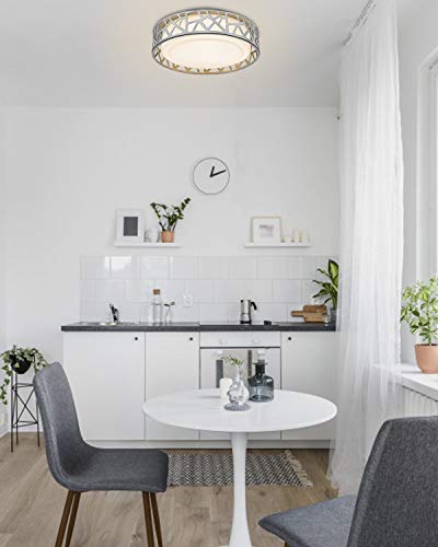 Flush Mount Ceiling Light, VICNIE 12 Inch Dimmable LED Hallway Light Fixtures Ceiling, 15W 1100 Lumens 3000K Warm White, ETL Listed,Brush Nickel Fihished,Metal Body and Acrylic Lampshade