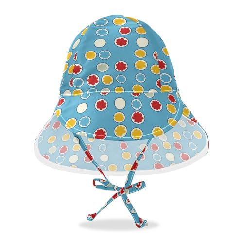 Polka Dot Country Style Cartoon Style Kid Sun Hat Baby Boys' Summer Hat Girls UPF 50+ Protection Adjustable Travel Essentials