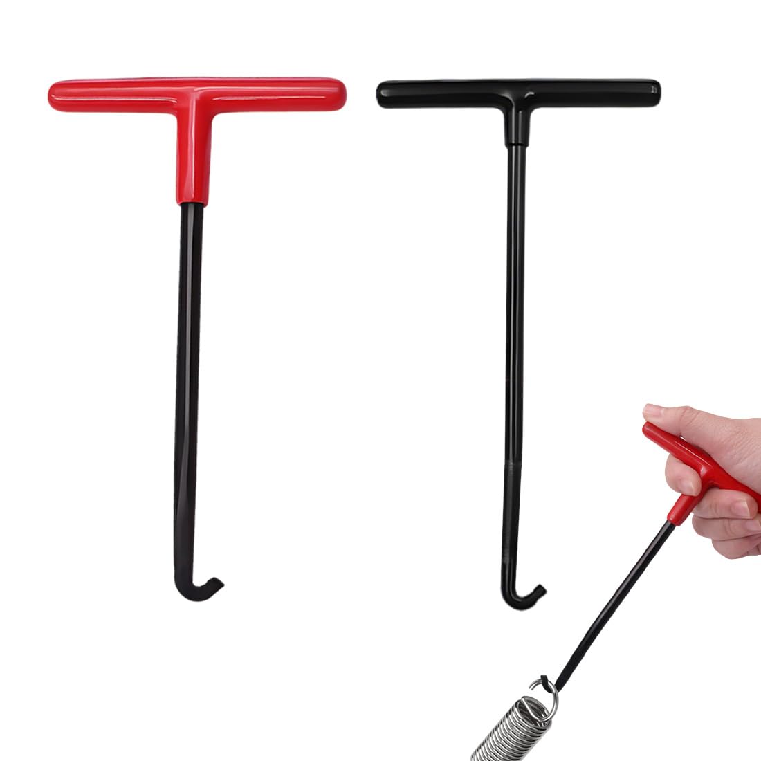 2 Pezzi Estrazione Gancio Molla in Acciaio Attrezzo,Strumento per Molla del Trampolino,T-Handle Gancio a Molla,Tira Molle Attrezzo Gancio per Motociclo Scooter