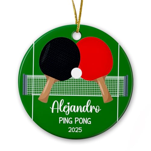 Ping Pong Personalized Christmas Ceramic Ornament, Custom Ping Pong Team Gifts Ideas, Christmas Tree Ornament Gifts for Ping Pong Player Lovers Sports Fan, Table Tennis Paddle Ornament, Xmas Decor