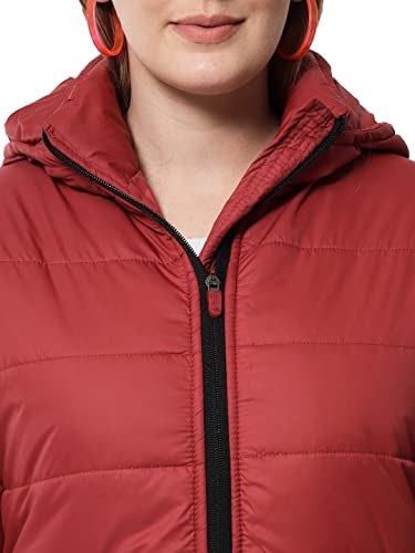 Image of KOTTY Women Nylon Peach Pink Solid Puffer Jacket
