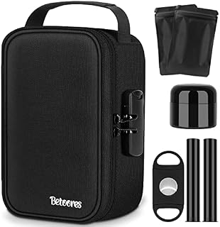 Smell Proof Bag, Smell Proof Container Stash Box with Lock + 2 Smell Proof Baggies and More Accessories, Activated Carbon Lining(Black)