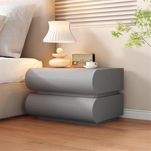 Cream 2 Drawer Nightstand - Wooden Bedside Table with Storage, Heavy Duty Side Table for Living Room, White Storage Cabinet, Stylish Home Furniture