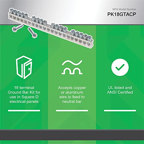 Kit de puesta a tierra Square D PK18GTACP de 18 terminales para cuadro eléctrico 4