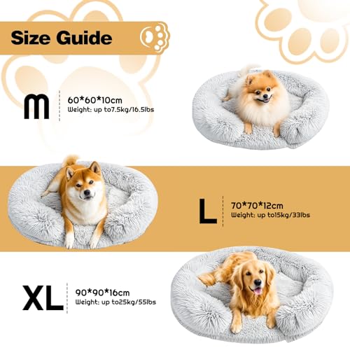 SUOXU Hundebett, Mittelgroße Hunde Orthopädisches Hundebett Abnehmbar und Waschbar, Hundekissen Flauschig Beruhigendes Hunde und Katzen Bett, C-Shape Donut Kuscheliges Haustierbett