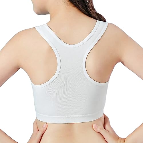 EUBUY Pacote com 4 sutiãs para meninas de algodão, sem costura, com bojo no peito, sutiã bandeau sem
