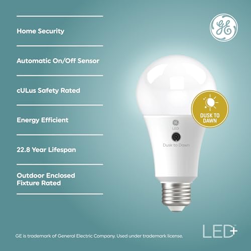 GE LED+ Dusk to Dawn A21 LED Light Bulb, Automatic On/Off Outdoor Light, 13W, Daylight (3 Pack) - image 2