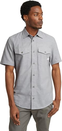 G-Star RAW Herren Marine Slim Hemd, Mehrfarben (Correct Winter Grey/Ecru D19751-D123-G301), S – Ansicht 1