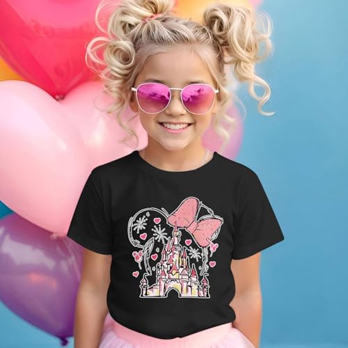Image of Graphic Shirts for Girls Cute Bow T Shirt Kids Toddler Holiday Tshirt Vacation Trip Summer Tee Cotton Tops