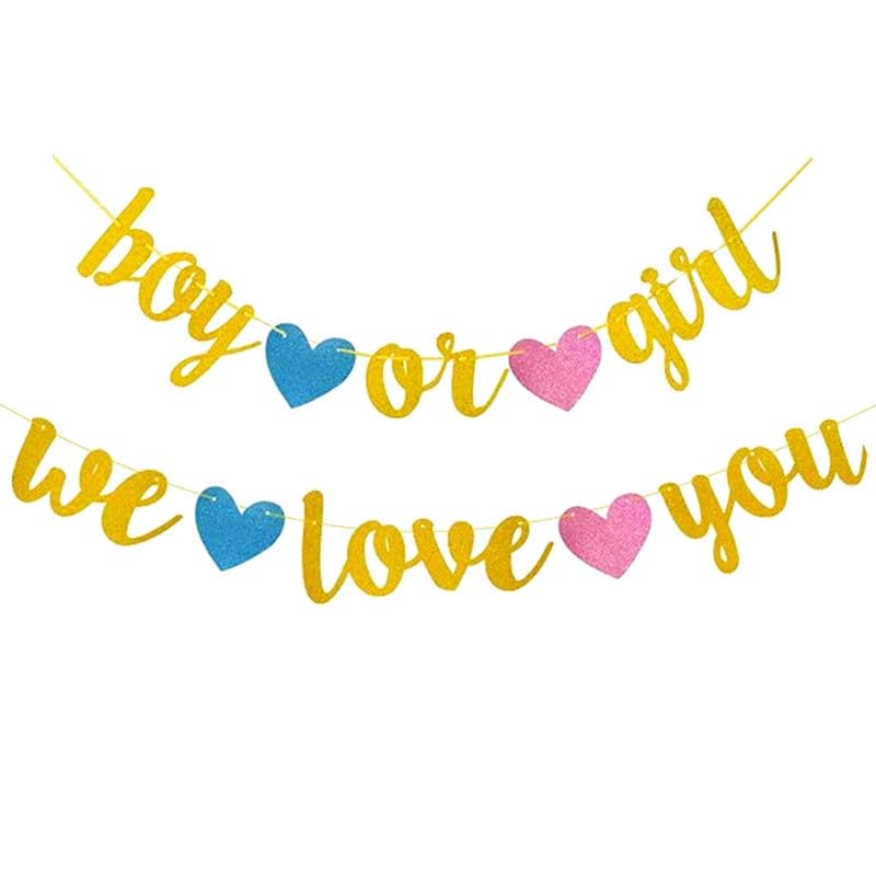 Gender Reveal Party Decorations Backdrop Boy or Girl We Love You Banner for Baby Shower Decorations Gender Reveal Party Supplies