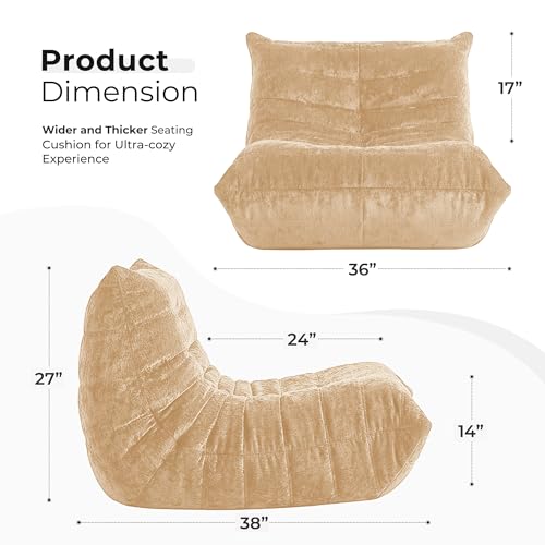 Image of HABUTWAY Giant Bean Bag Chairs Lazy Sofa for Adults,Single,Khaki