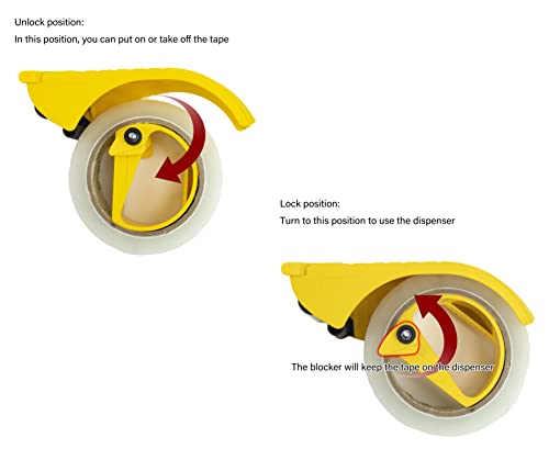 Dispensador de fita Prosun de 5 cm, selador de caixa ajustável à largura, cortador de fita leve ergo