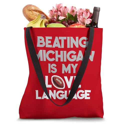 Bolso tote divertido con frase 'Beating Michigan Love' y diseño de Ohio, Buckeye, para el hogar miniatura 4
