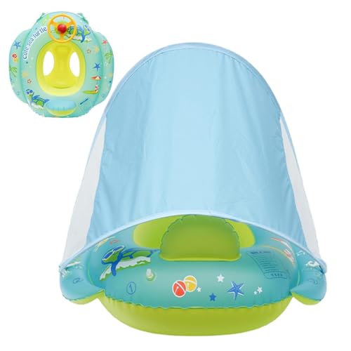Bouée de piscine gonflable avec auvent et volant pour bébé de 1 à 4 ans