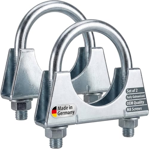 AUPROTEC 2X U Bolt Exhaust clamp M8 for Exhaust and Pipe Joints I Galvanized Steel I Ø 45 mm