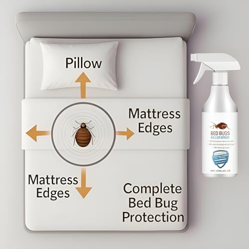 Image of Bed Bug killer Spray- Natural, Herbal Bed Bugs Spray for Long Lasting Protection, Instant Action | Non-Toxic Indoor Cleaning Solution for Mattresses, Carpet, Pillow, Sofha, Blanket, Curtains, 200ML (Pack of 3)