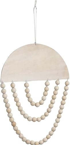 VOSAREA Decoración de pared de cuentas de madera hecha a mano, decoración creativa para colgar en la pared