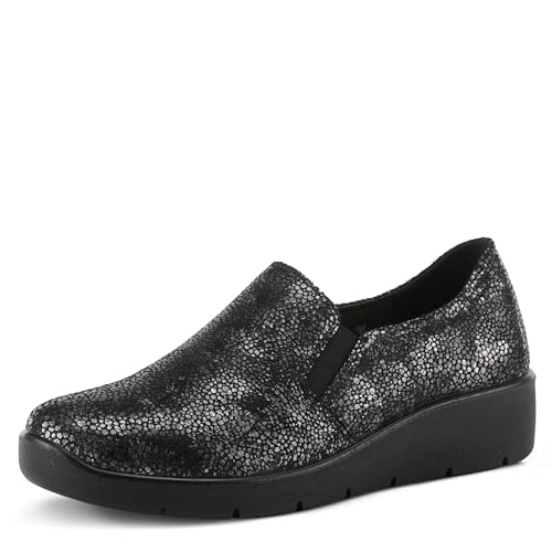Image of Flexus Spring Step Pellegrini Women's Loafer - Embossed Clogs Platform Loafers for Women - Stretchable Casual Slip On Shoes