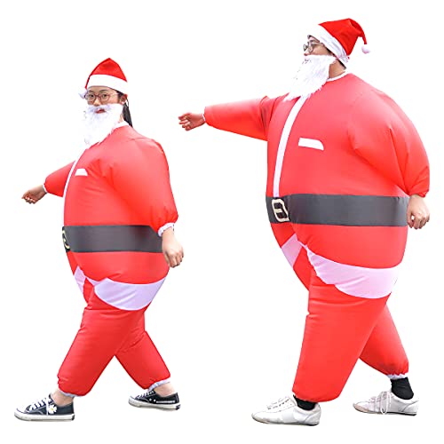 image for KLLOUZE Inflatable Christmas Santa Claus Suit, Funny Blow Up Christmas
