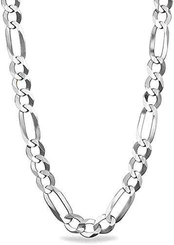 Savlano 925 Sterling Silver 8mm Italian Solid Figaro Link Chain Necklace Comes With a Gift Box For Men & Women - Made in Italy (20, 8mm)
