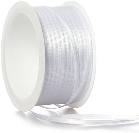 Satinband (double satin ribbon) 50 m x 3 mm | white bow strip | gift ribbon | 1m-0.076 Euros., White, 1 - Pack