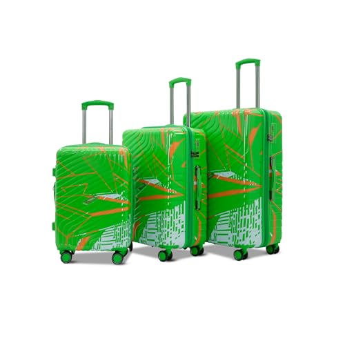 Image of AMERICAN TRAVELLER Urban Kingdom Trolley Bag Set of 3 | Durable Polycarbonate Hard Shell | TSA-Type Lock | 360 Disc Spinner Wheels | Expandable Suitcase for Travel (1, Green)