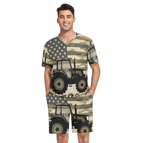 Camisa de pijama para hombre de camuflaje militar y camión