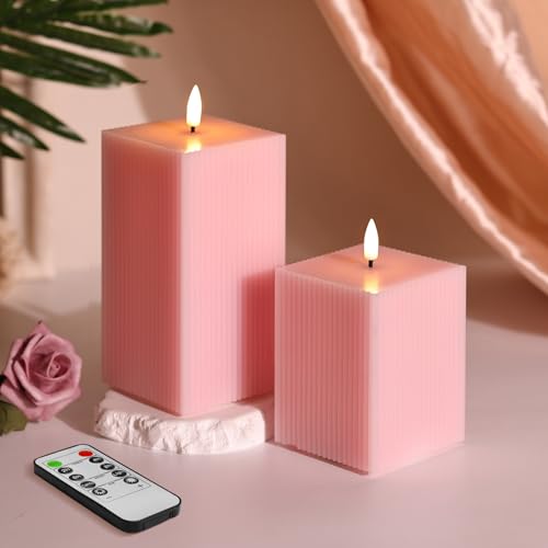 Bougies LED carrées sans flamme télécommande veilleuse cire rose salon chambre