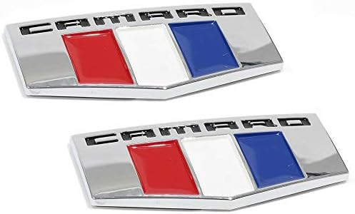 Pair Set Camaro Badge Front Right & Left Fender Emblem Fits For 2016-2017 Camaro ((Chrome/Black/Red/Blue))