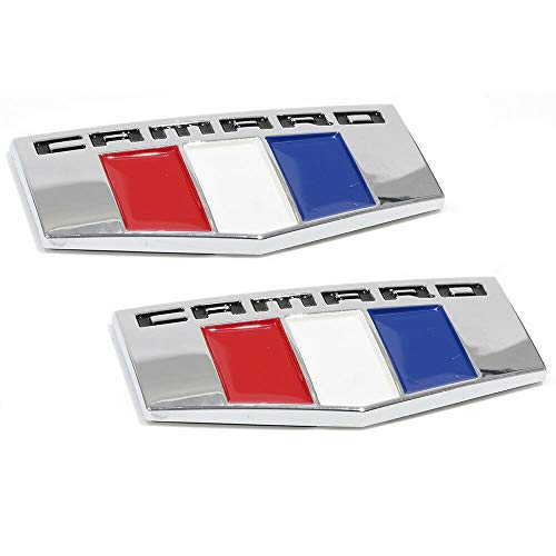 Pair Set Camaro Badge Front Right & Left Fender Emblem Fits For 2016-2017 Camaro ((Chrome/Black/Red/Blue)) #TOP26