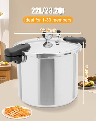 Image of 23 Quart Pressure Cooker & Canner | Thickened Aluminum Alloy, Commercial, Pressure Gauge, Explosion-proof