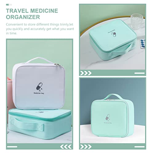 Image of COHEALI Portable Medicine Organizer - Oxford Cloth Pill Case Carrier for Home, Car, Camping, Office, Hiking (10.2x9x3.9in) Blue