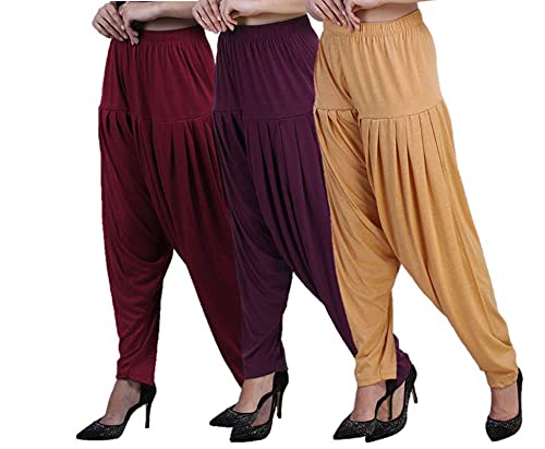 casuals Women's PatialaPants Pack of 3 (12 Colours)(Orange::Green:: Multi-Colored)-picture-14