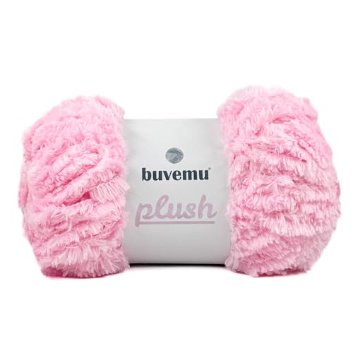 Image of Plush Faux Fur Bulky Yarn, Super Soft Fluffy Fuzzy for Knitting Crocheting Crafting, 100 Gram (3.53 Ounces) 109 Yards (100 Meters) (Light Pink)