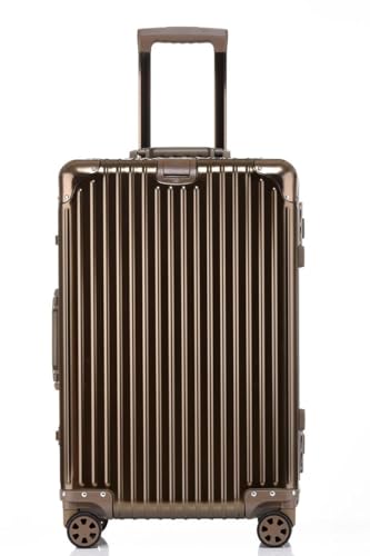 Image of PYB Autograph - Premium Full Aluminium Trolley Bags for Travel, Zipless Cabin Suitcase with TSA Lock, Noiseless 360 Rotating 8 Wheels, Compression Pads and Divider (Gold)