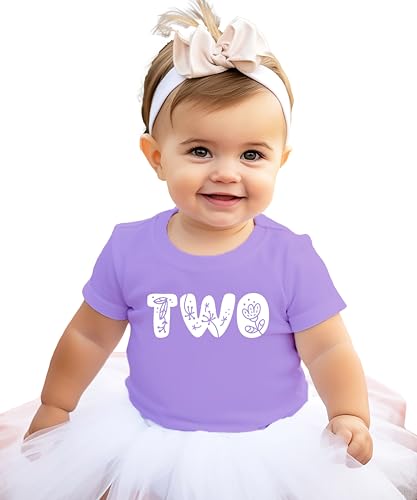 Image of Floral Numbers Ages 1-7 Birthday Girl Shirt for Baby & Toddler Youth Girls