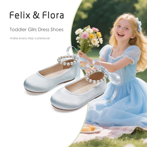 Image of Felix & Flora Girls Toddler Little Ballet Shoes - Flower Girls Mary Jane Flats Dress Shoes Party Wedding