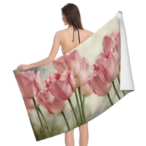 Serviette de bain microfibre absorbante drap douche tulipes