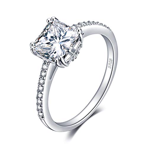 Preisvergleich Produktbild necklace Damenmode Halskette 2020kuan Princess Cuts Cube Zirkonia Jubiläumshochzeit Silber, Ringgröße Heben (Size : 62 * 19.8mm)