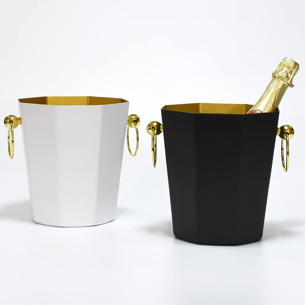 Cubo de hielo aislado de acero inoxidable portátil para champán, cerveza, vino, mantener más fresco, fiesta, octágono, gran capacidad, cubos de hielo de 5 litros para fiestas (B)