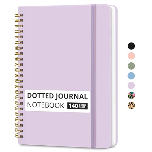 Image of Taja Dotted Spiral Journal Notebook for Women & Men, 140 Pages, Dotted Notebook for Journaling & Note Taking, Journals for Writing, A5(5.7 inch x 7.9 inch) - Purple