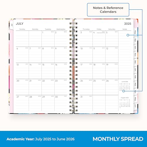 Blue Sky 2025-2026 Weekly and Monthly Academic Year Planner Calendar, July 2025 - June 2026, 5\" x 8\", Hard Cover, Wirebound, Storage Pocket, Laminated Tabs, Stickers - Thumbnail 4