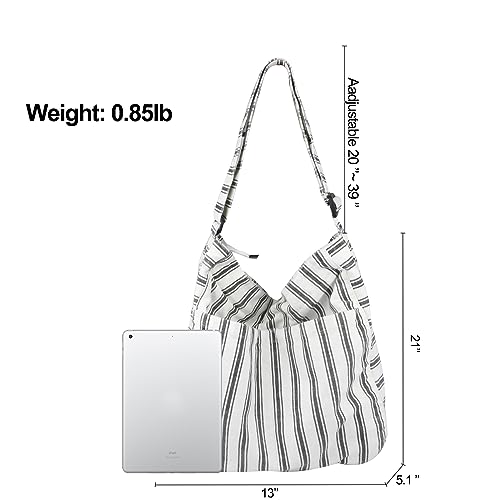 Image of Canvas Hobo Crossbody Shoulder Tote Bag for Women and Men W /Multi-pocket Casual Purse Messenger Bags Travel Work