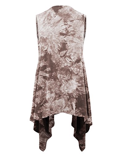 Image of Made By Johnny Women's Lightweight Sleeveless Cardigan - Draped Open Front Vest with Asymmetrical Hem