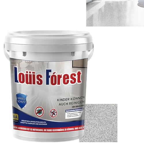 Revestimiento epoxi de alto brillo con efecto mármol, pintura para pisos, pintura epoxi impermeable a base de agua, suelos de garaje y hormigón, acabado antideslizante (gris cáñamo blanco)