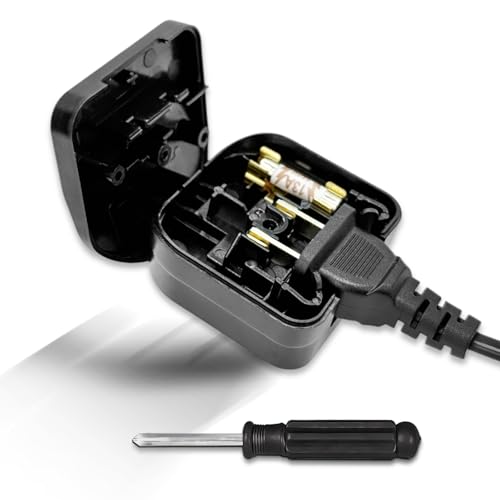 US to UK Plug Adapter with Screwdriver USA to UK Plug Adaptor China to UK Plug Adapter Convert USA Chinese and Japanese Type A Plugs to UK Plug with Safety Fuse(13A Black)