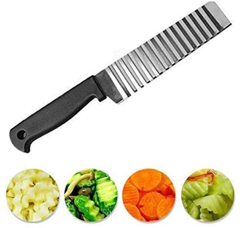 VRUNDAVAN CARE Kithchen Stainless Steel Wave Shape Kitchen Knife for Cheese Potato Chips Vegetable Salad Chopping Knife Crinkle Cutters Crinkle Cutting Tool French Fry Slicer (B0BBLLMK9R) Amazon Price History, Amazon Price Tracker