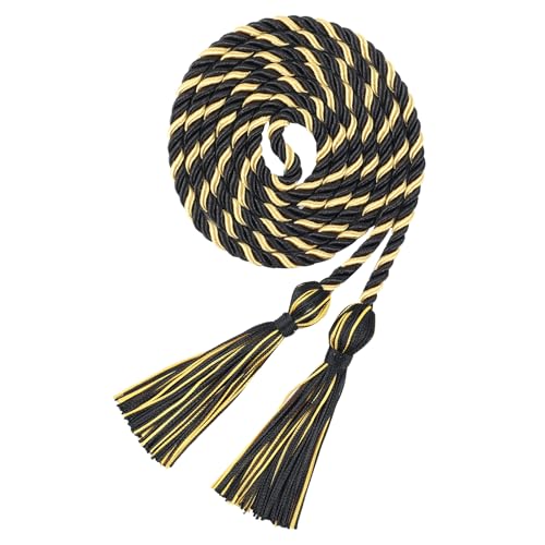 Image of Graduation Honor Cord 68 inch Grad Braided Honor Cords with Tassel Honor Rope Grad Cords for Graduation Students Bachelor Master Doctoral Gown Grad Decor (Black and Gold)