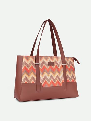 Image of ZOUK Handcrafted Vegan Leather Travel Tote Bag for Women with Multiple Compartments | Spacious Water-Resistant Shoulder Bag for Travel, Vacation, Day Trips |