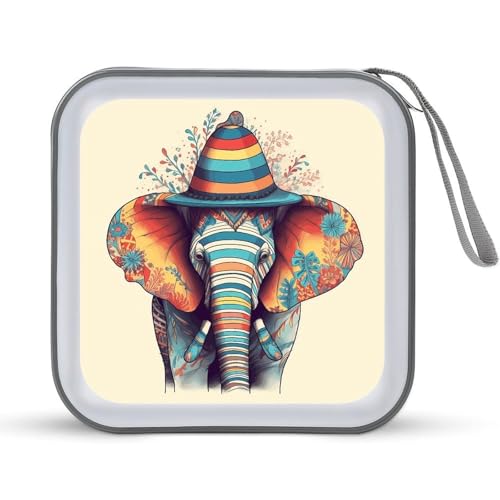 Étuis en plastique rigide pour CD DVD avec motif de chaton et éléphant pour voyage